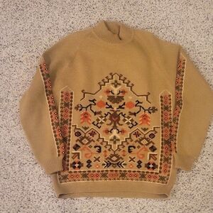 Vintage Retro 70's Wool Mock Neck Sweater Small 38